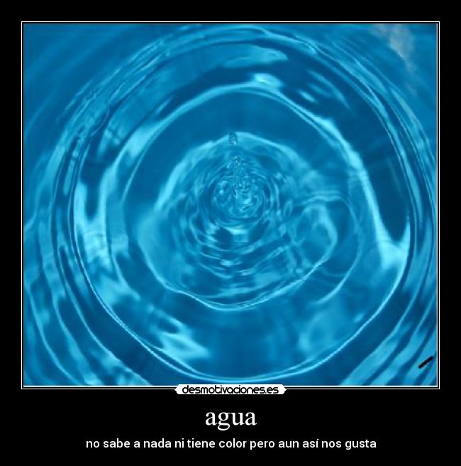 agua - no sabe a nada ni tiene color pero aun así nos gusta
