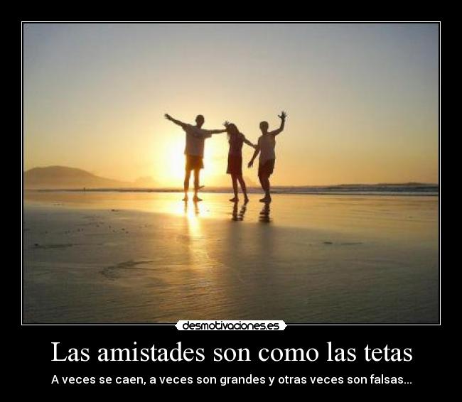 Las amistades son como las tetas - A veces se caen, a veces son grandes y otras veces son falsas...