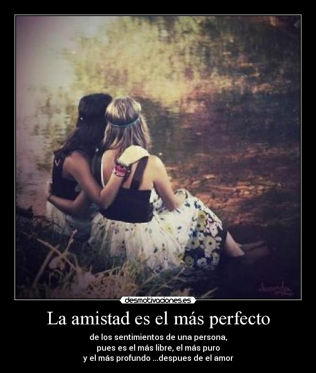 La amistad es el más perfecto - de los sentimientos de una persona,
pues es el más libre, el más puro
y el más profundo ...despues de el amor