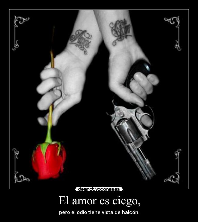 El amor es ciego, - pero el odio tiene vista de halcón.