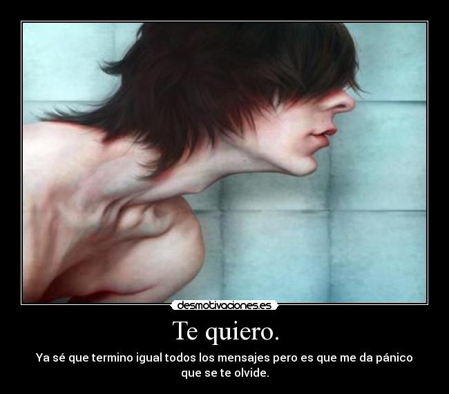 Te quiero. - Ya sé que termino igual todos los mensajes pero es que me da pánico que se te olvide.