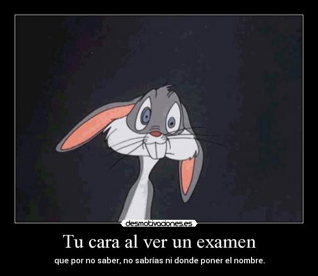 Tu cara al ver un examen - que por no saber, no sabrías ni donde poner el nombre.