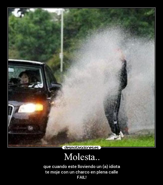 Molesta.. - que cuando este lloviendo un (a) idiota
te moje con un charco en plena calle
FAIL!