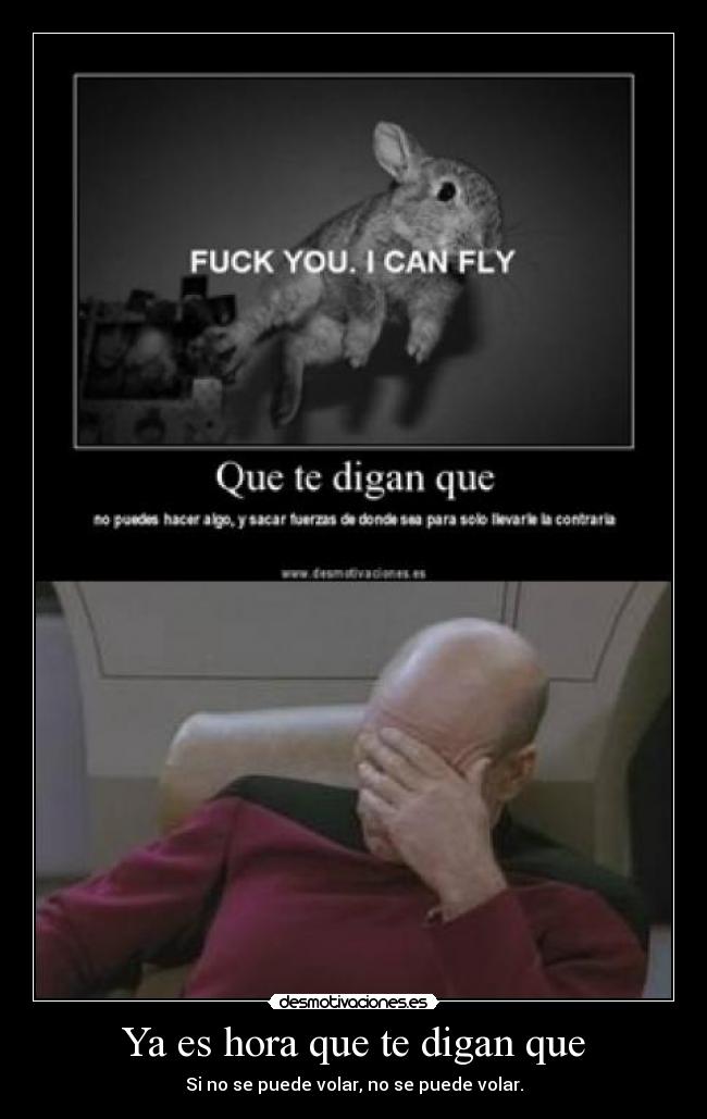 Ya es hora que te digan que - Si no se puede volar, no se puede volar.
