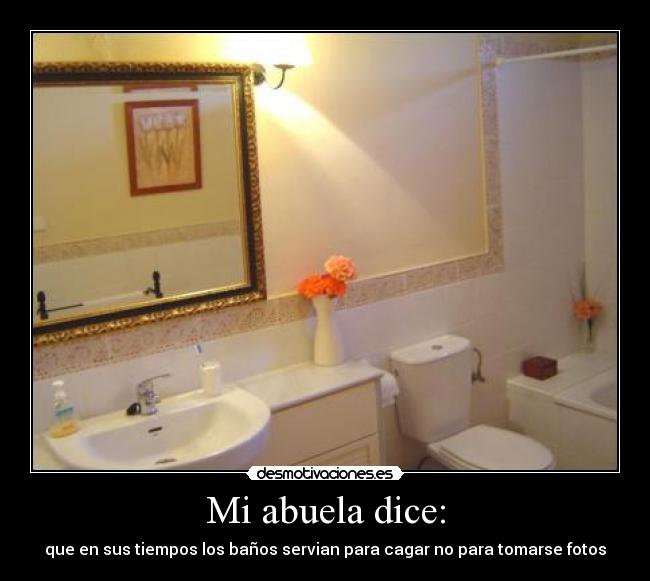 Mi abuela dice: - que en sus tiempos los baños servian para cagar no para tomarse fotos