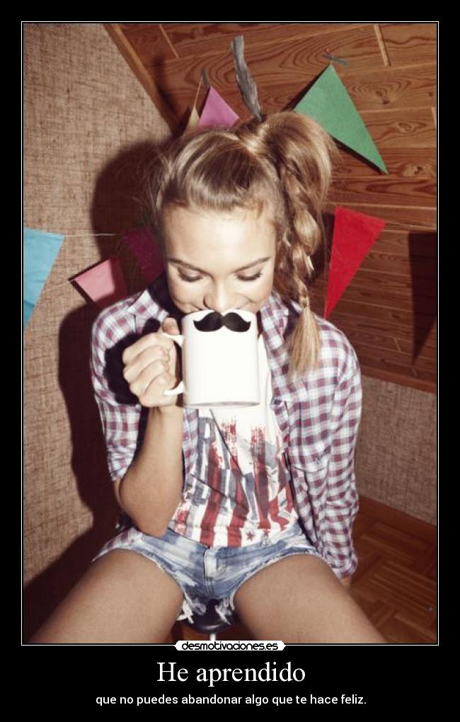 He aprendido - que no puedes abandonar algo que te hace feliz.