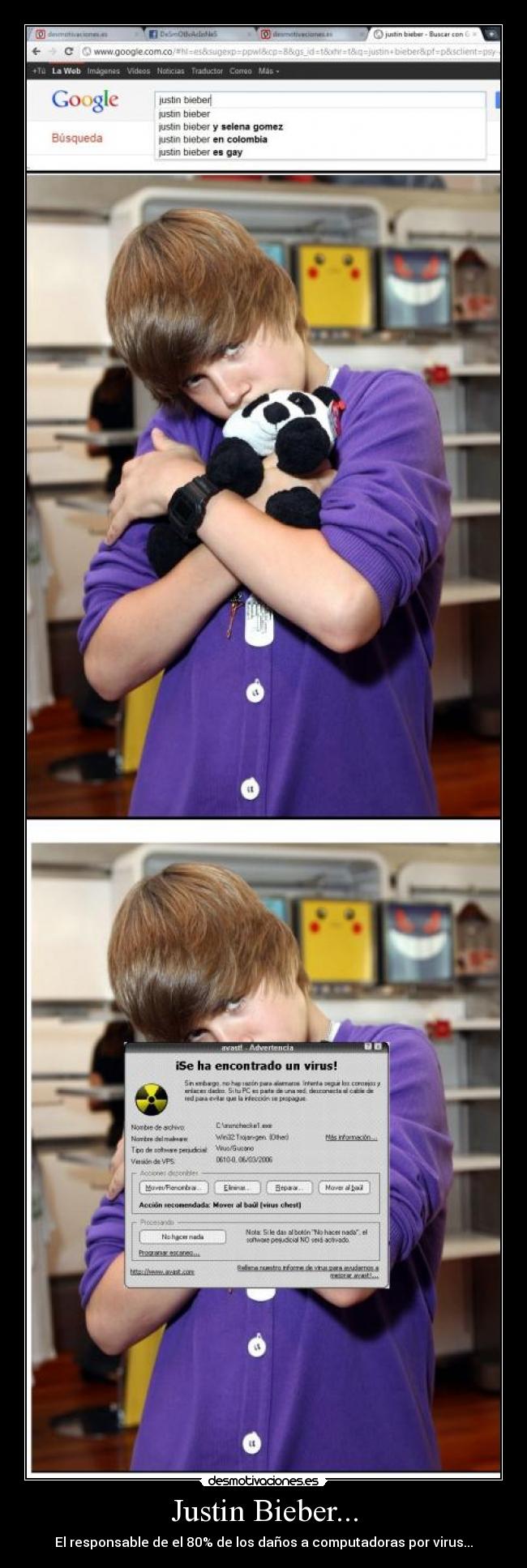 Justin Bieber... - El responsable de el 80% de los daños a computadoras por virus...