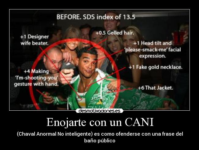 Enojarte con un CANI - (Chaval Anormal No inteligente) es como ofenderse con una frase del baño público