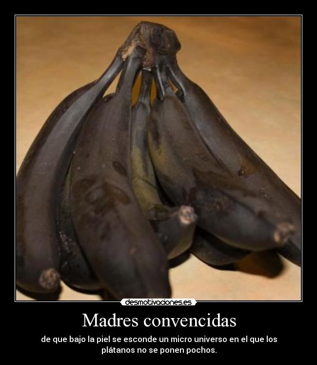 Madres convencidas - de que bajo la piel se esconde un micro universo en el que los
plátanos no se ponen pochos.