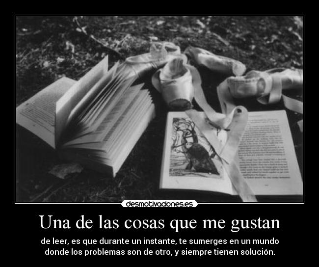 Una de las cosas que me gustan - de leer, es que durante un instante, te sumerges en un mundo
donde los problemas son de otro, y siempre tienen solución.