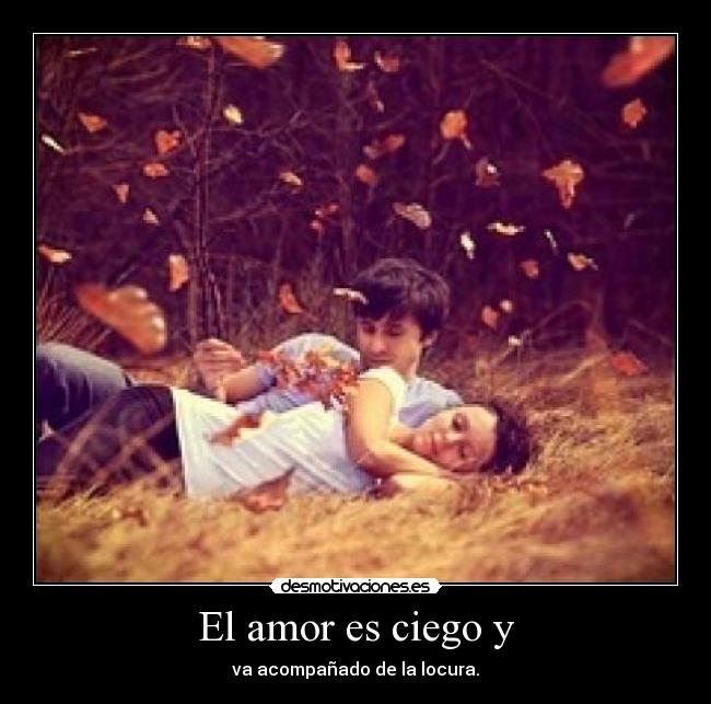 El amor es ciego y - va acompañado de la locura.