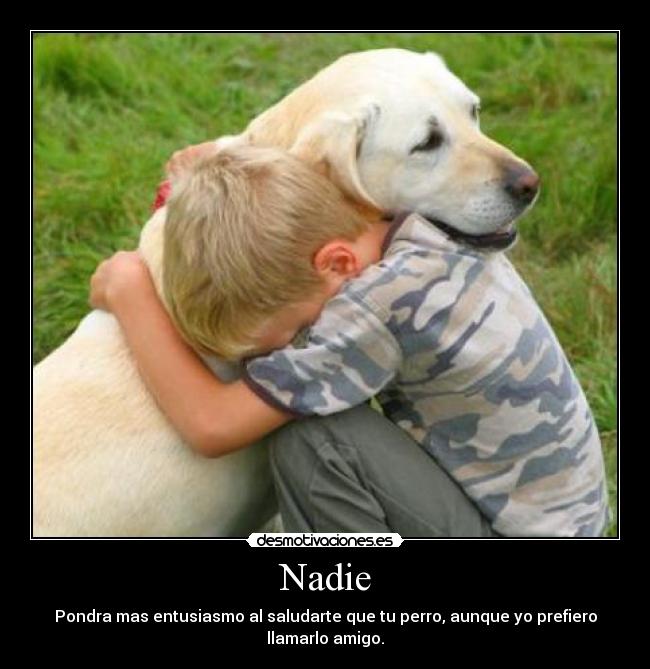 Nadie - Pondra mas entusiasmo al saludarte que tu perro, aunque yo prefiero llamarlo amigo.