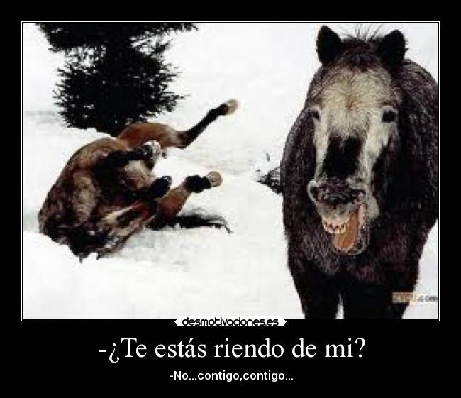 -¿Te estás riendo de mi? - -No...contigo,contigo...