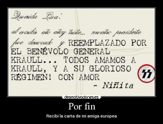 Por fin - Recibi la carta de mi amiga europea
