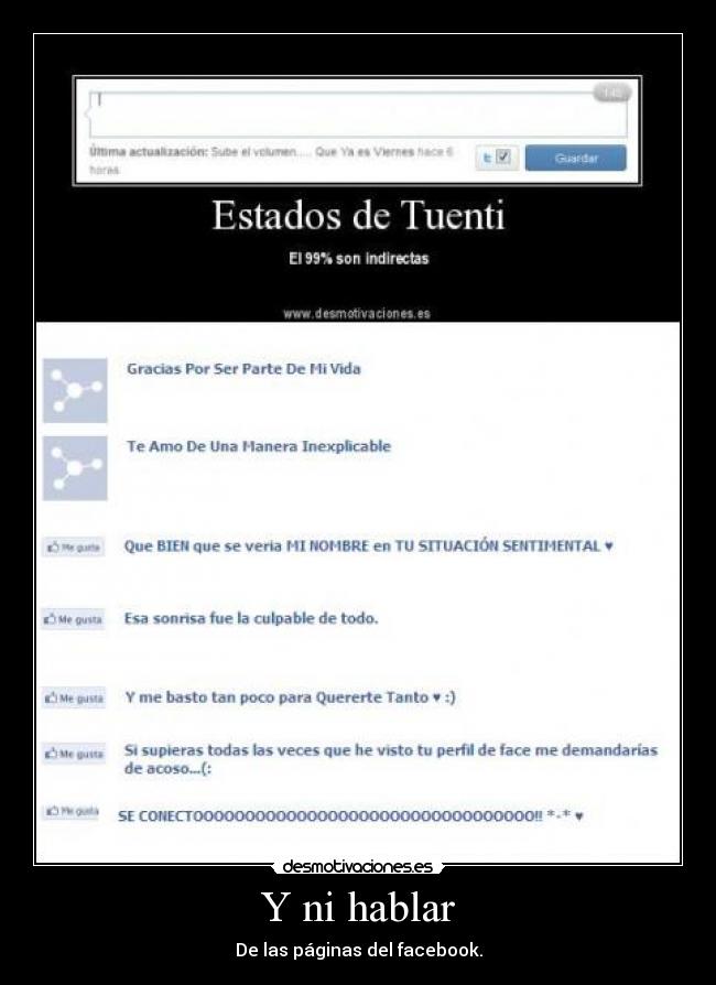 Y ni hablar - De las páginas del facebook.