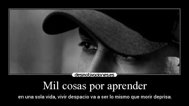 Mil cosas por aprender - en una sola vida, vivir despacio va a ser lo mismo que morir deprisa.