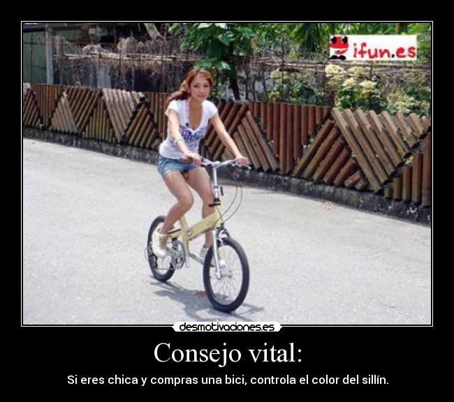 Consejo vital: - Si eres chica y compras una bici, controla el color del sillín.