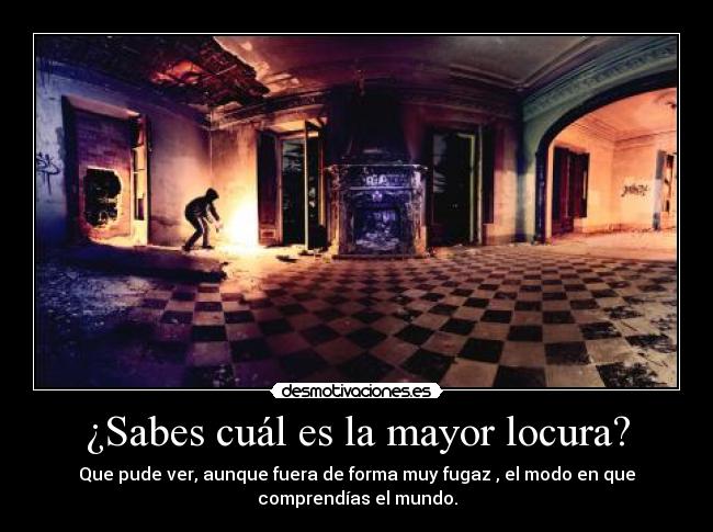¿Sabes cuál es la mayor locura? - Que pude ver, aunque fuera de forma muy fugaz , el modo en que
comprendías el mundo.