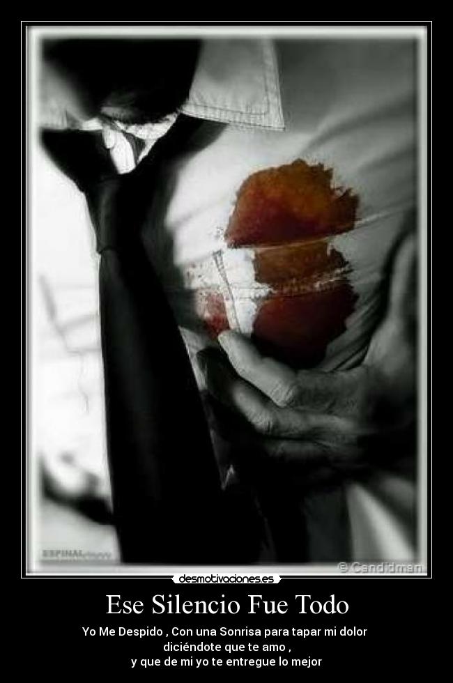 Ese Silencio Fue Todo - Yo Me Despido , Con una Sonrisa para tapar mi dolor 
diciéndote que te amo ,
y que de mi yo te entregue lo mejor
