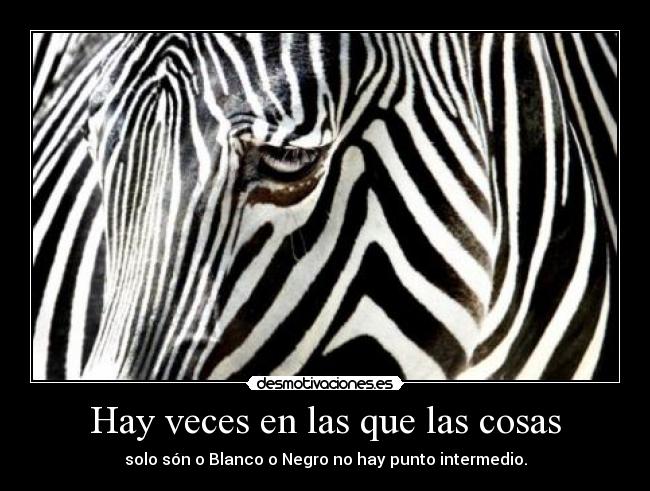 Hay veces en las que las cosas - solo són o Blanco o Negro no hay punto intermedio.