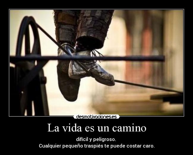 La vida es un camino - difícil y peligroso.
Cualquier pequeño traspiés te puede costar caro.