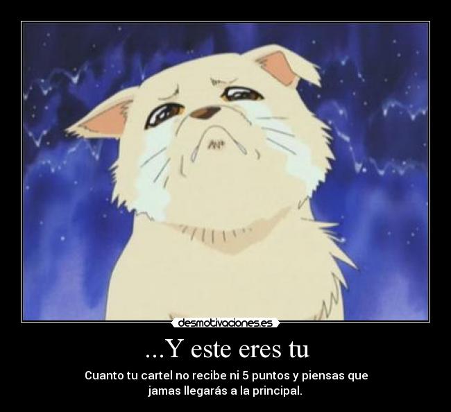 ...Y este eres tu - Cuanto tu cartel no recibe ni 5 puntos y piensas que
jamas llegarás a la principal.