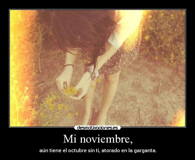 Mi noviembre, - aún tiene el octubre sin ti, atorado en la garganta.