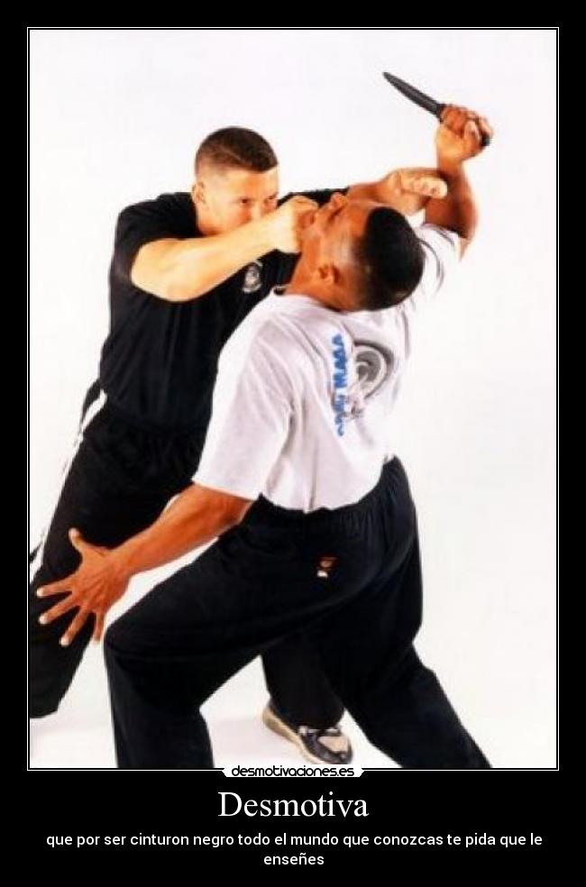 Desmotiva - que por ser cinturon negro todo el mundo que conozcas te pida que le enseñes