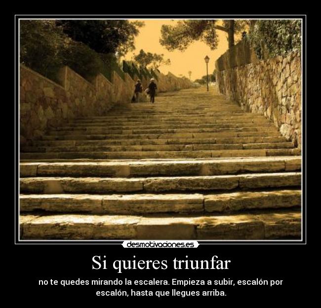 Si quieres triunfar - no te quedes mirando la escalera. Empieza a subir, escalón por
escalón, hasta que llegues arriba.