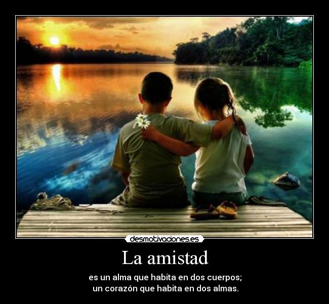 La amistad - es un alma que habita en dos cuerpos;
 un corazón que habita en dos almas.