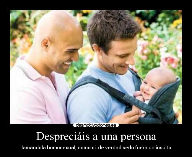Despreciáis a una persona - llamándola homosexual, como si  de verdad serlo fuera un insulto.