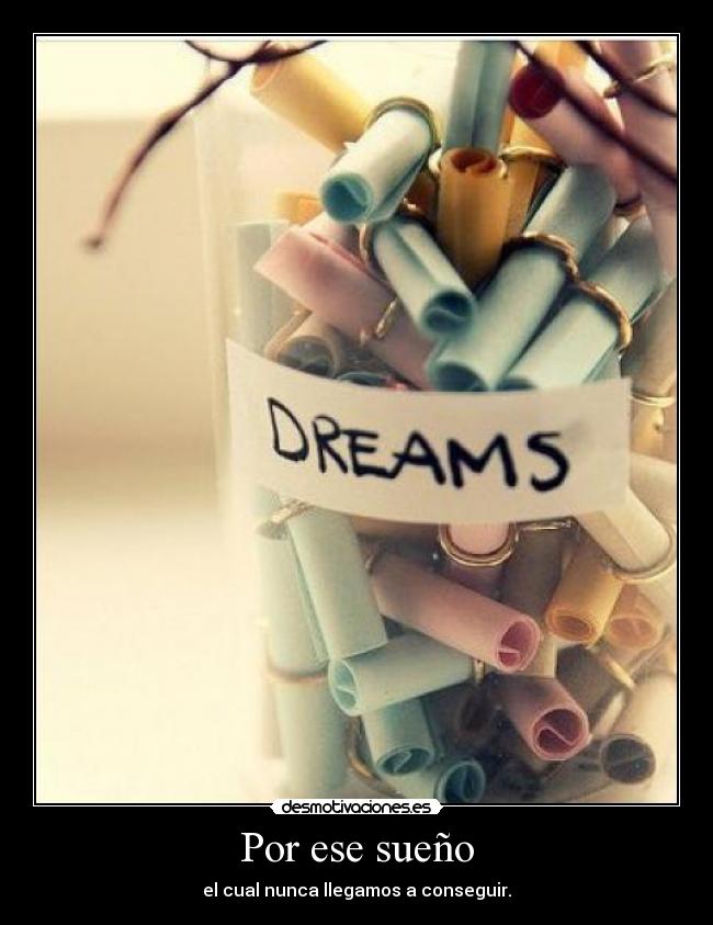 Por ese sueño - el cual nunca llegamos a conseguir.