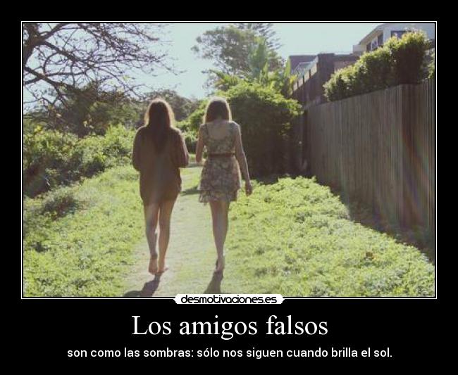 Los amigos falsos - son como las sombras: sólo nos siguen cuando brilla el sol.