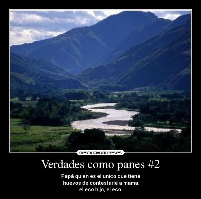 Verdades como panes #2 - Papá quien es el unico que tiene
 huevos de contestarle a mama,
el eco hijo, el eco.