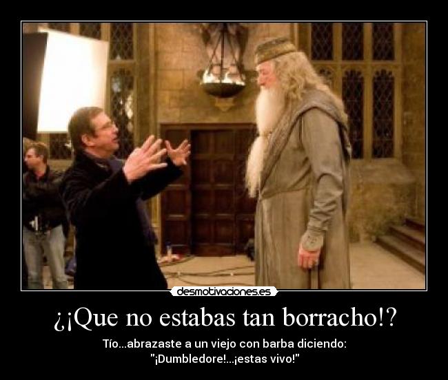 ¿¡Que no estabas tan borracho!? - Tío...abrazaste a un viejo con barba diciendo:
¡Dumbledore!...¡estas vivo!