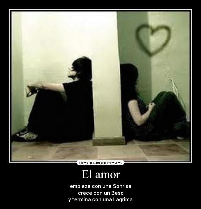El amor - empieza con una Sonrisa
crece con un Beso
y termina con una Lagrima