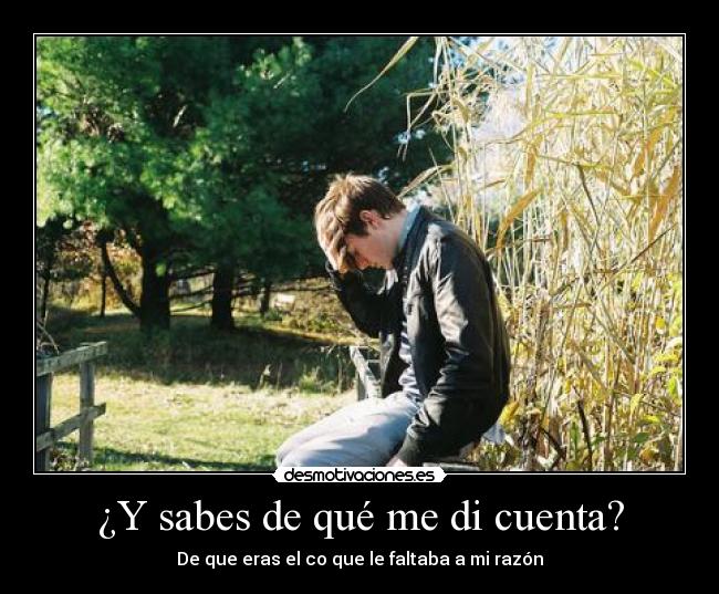 ¿Y sabes de qué me di cuenta? - De que eras el co que le faltaba a mi razón