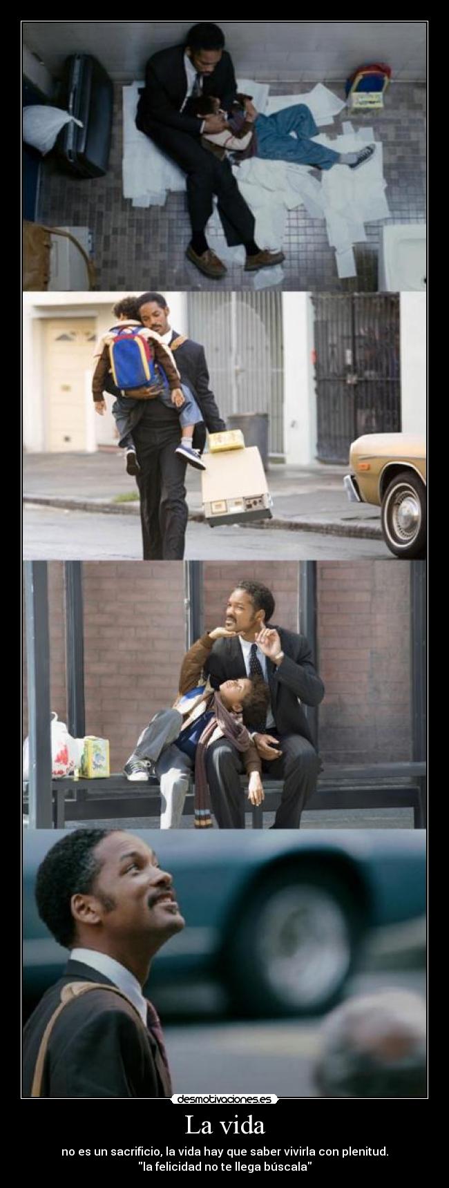 La vida - no es un sacrificio, la vida hay que saber vivirla con plenitud.
la felicidad no te llega búscala