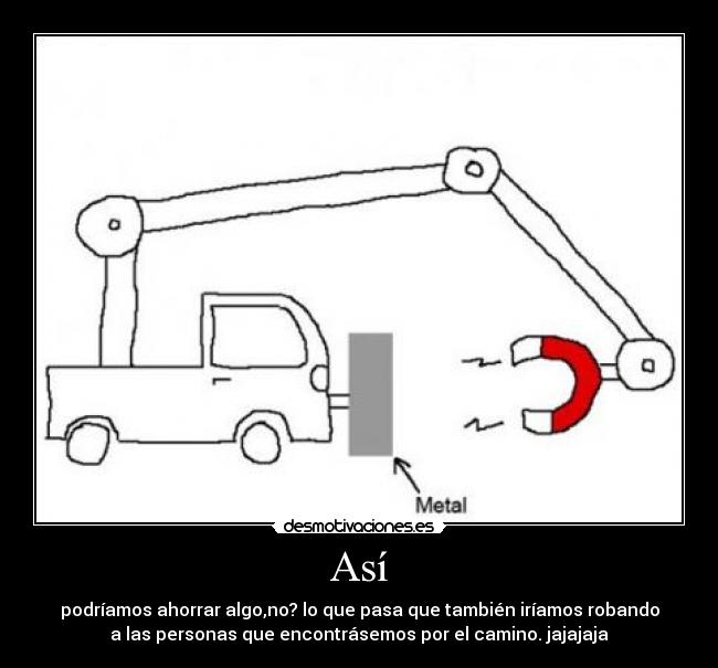 Así - podríamos ahorrar algo,no? lo que pasa que también iríamos robando
a las personas que encontrásemos por el camino. jajajaja
