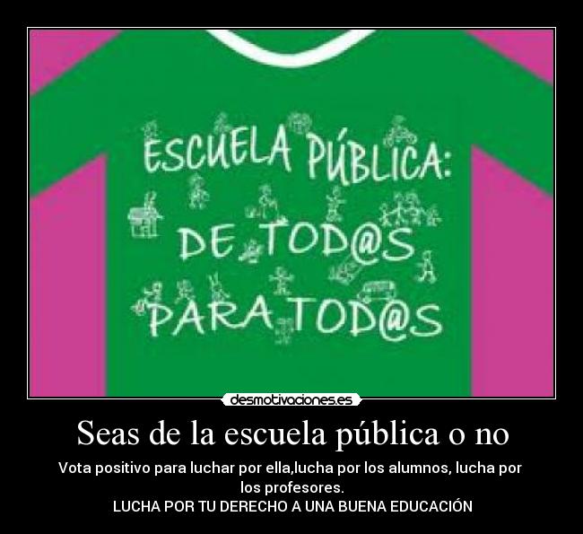 Seas de la escuela pública o no -