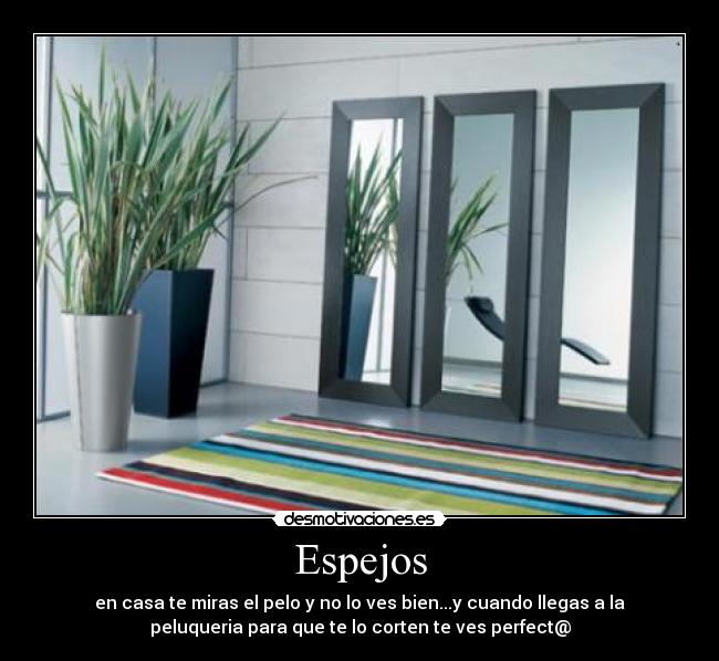 Espejos - en casa te miras el pelo y no lo ves bien...y cuando llegas a la
peluqueria para que te lo corten te ves perfect@