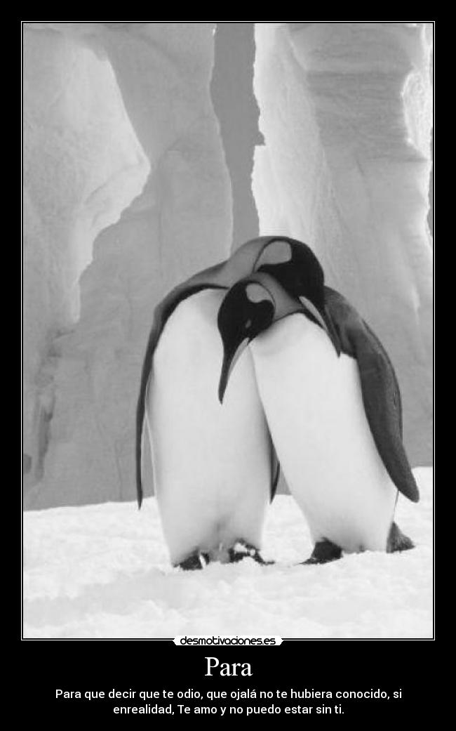 Para - Para que decir que te odio, que ojalá no te hubiera conocido, si
enrealidad, Te amo y no puedo estar sin ti.