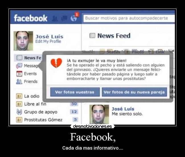 Facebook, - Cada dia mas informativo....