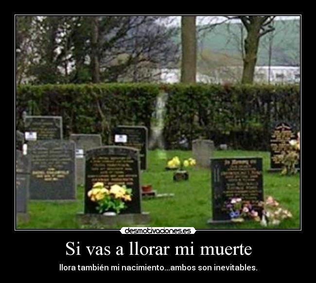 Si vas a llorar mi muerte - llora también mi nacimiento...ambos son inevitables.