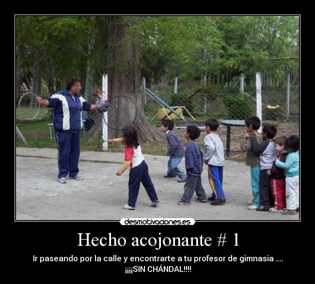 Hecho acojonante # 1 - Ir paseando por la calle y encontrarte a tu profesor de gimnasia ....
¡¡¡¡SIN CHÁNDAL!!!!
