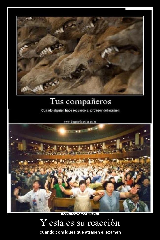 Y esta es su reacción - cuando consigues que atrasen el examen