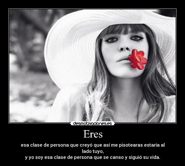 Eres - esa clase de persona que creyó que así me pisotearas estaría al lado tuyo,
y yo soy esa clase de persona que se canso y siguió su vida.