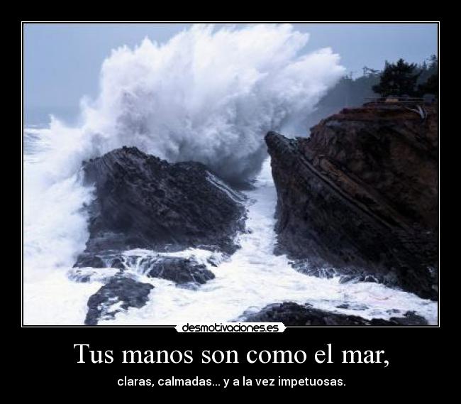 Tus manos son como el mar, - claras, calmadas... y a la vez impetuosas.
