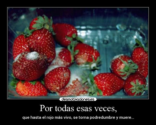 Por todas esas veces, - que hasta el rojo más vivo, se torna podredumbre y muere...