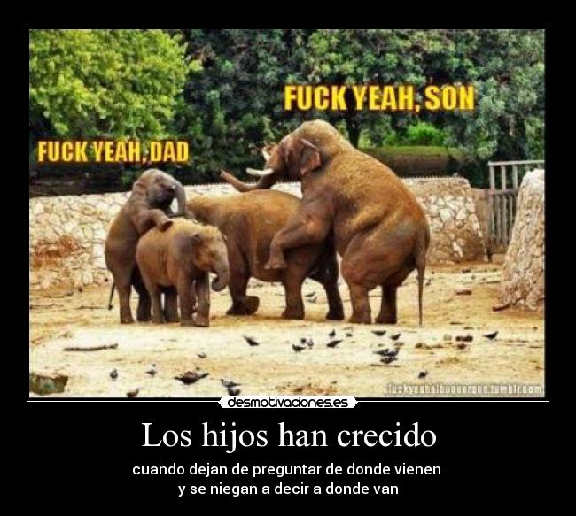 Los hijos han crecido - cuando dejan de preguntar de donde vienen
y se niegan a decir a donde van